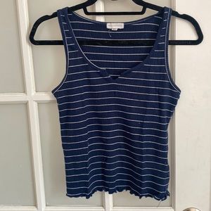 *SALE ALL CLOTHING $10* Navy striped ribbed racer back tank, sz small